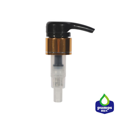Pompa di alluminio della lozione di Bodycare dello sciampo di dosaggio 4cc di colore dorato 28mm